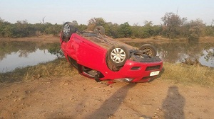 Overturned vehicle in Kruger