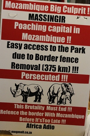 Unauthorized placard in the KNP