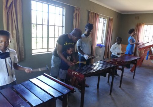 The Masoyi Homebased Care Centre, Mahushu, Hazyview. This group runs a support programme for local children in the Numbi Gate area. The programme provides daily meals for children in need, while also providing the children with after school academic support, as well as music lessons on drums and marimba instruments (Photos: Dr Louise Swemmer).